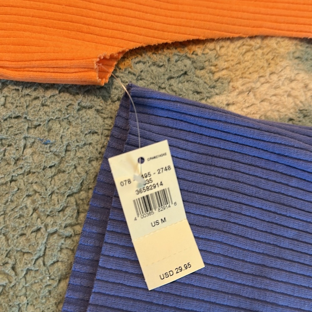TWO NWT AERIE TOPS CROP TANK SIZE MEDIUM Orange and Purple Ribbed Tank Tops - Picture 3 of 5